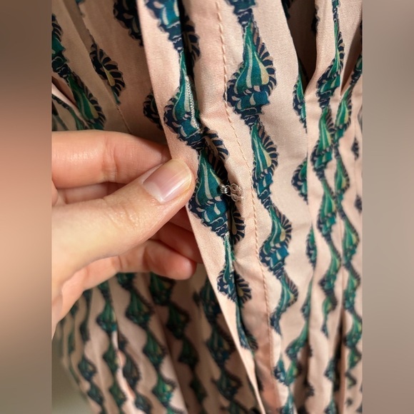 NWT Saloni Riya Ocean Stripe Seashell Print Stretch Cotton Pleated Mini Dress - Picture 7 of 14